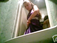 Beauty In A Purple Gown Pees In The Toilet Voyeurstylecom