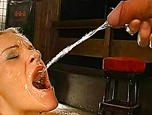 Slender Blonde Swallows Urine And Cum With Fun