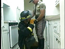 Gay Fireman Gargles Man Meat Of Police Officer Then He Comes Back The Favor