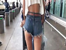 Braless At The Airport