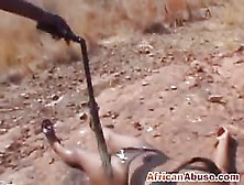 African Slave Bitch Gets Whipped Outdoors