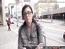 Czech Brunette Hair Got Cash To Show Melons And Suck Weenie In A Public Place,  During The Day