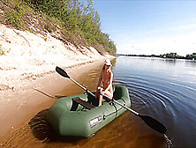 Girl Pumped Up The Boat And Swam