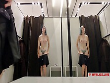 Try On Transparent Sexy Clothes In A Mall.  Look At Me In The Fitting Room And Jerk Off To My Tits,  I Like It.
