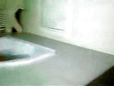 German Brunette Giving Deepthroat Blowjob In A Bath