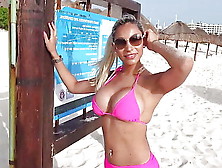 Pink Bikini On The Beach