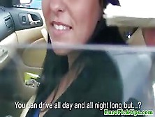 Skanky Amateur Euro Taxi Driver Slut Gives Head In Car