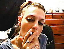 She Sensually Blows Smoke In Face