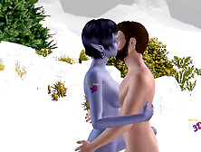 3D Animated Sex Videos: Elf Girl Foreplay With Man - Kissing,  Breasts,  Pussy Rubbing