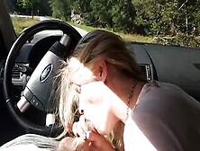 Milf Blowing Penis On The Parking By The Outdoor Road.  Outdoors Dick Sucking Off And Jizzed
