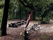 Self Suspended From A Tree In Public Park,  Self Whipped Until Orgasm