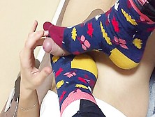 Teen With Pretty Socks Gives Footjob