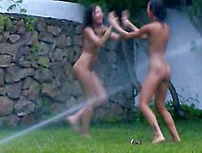Russian Chicks Watersports In The Grass