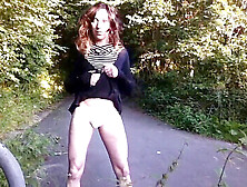 Transgender Princess Undressing And Teasing By The Bike Path
