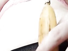 Masturbating With Banana Into Underwear