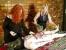 Gorgeous Femdom Duo Flogs Cheating Slave With Flowers