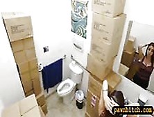 Babe Railed In Pawnshop's Toilet Room