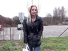 Long Haired Blonde Nathaly Picked Up And Sprayed With Cum In A Car