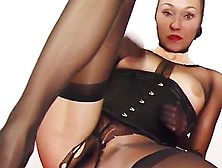 Nylon Stocking Inside Bawdy Cleft And Ejaculation On Leg