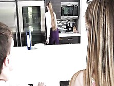 Caring Mother Is Overlooking Teen Stepsiblings While Engaged In Passionate Sex