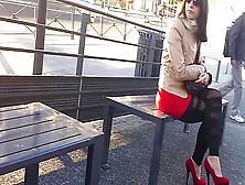 Candid Stroll In Arousing Rouge Pumps