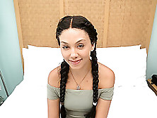 Teeny With Braided Pigtails Begs To Get Creampied