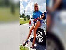 Nasty Slut Shops In Short Shorts And Heels