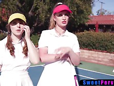 Teens Fuck The Trainer On Tennis Field