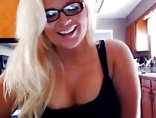Lovely Blonde Shemale With Glasses Tugs On Her Hard Cock