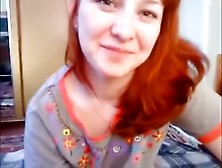 Cute Redhead Gives A Blowjob In The Chatroom