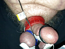 The Estim Flows And Precum Drips.  Bound Dick And Balls Twitch And Squeeze Out Hands Free Orgasm