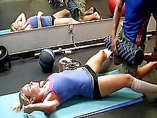 Sassy Jade In Socks Leans Down On The Floor To Enjoy Cute Sex In The Gym