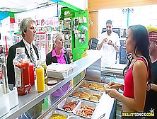 Raven Redmond,  Alice March And Adrian Maya In Hot Dog Stand
