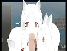 Three Teen Anime Foxgirls Love To Lick A Big Cock And Give A Sloppy Blowjob