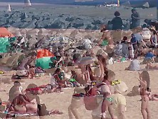 Topless Cheerleaders On The Beach