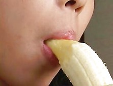Gorgeous Japanese Hotty Sexily Eating A Banana