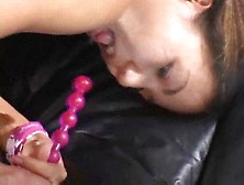 Asian Girl Eats Cum Off Of Donut