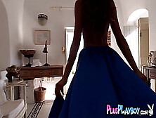 Italian Teenie Model Chiara Bianchino Shows Perfect Body While Posing In Perfect Blue Dress