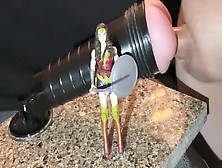 Fleshlight Fuck,  Cum On Wonder Woman Figurine.  Multiple Cumshots