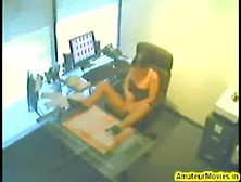 Secretary Caught Masturbating On Security Cam