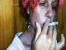 She Is Smoking Cigarette Keeping My Jizz All Over Her Face - Strawberry Blonde Chick
