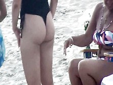 Milf With Nice Bum Beach Voyeur Scene