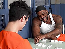 Black Hunk Devours White Dude's Butt Hole In Prison Gay Duo