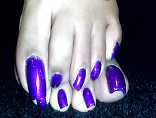 Amateur Lady Shows Off Her Sexy Long Purple Toe Nails You Never Seen Before