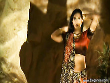 Handsome,  Indian Brown-Haired Is Dancing And Leisurely Taking Off Her Clothes,  In The Middle Of The Night