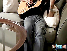 Sole Fetishist Young Gay Frolicking Guitar And Spunk-Pump Solo