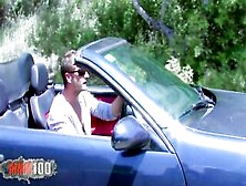 Inked Blonde Hitchhiker Milky Cooper Gets Nailed By A Huge Dick Inside A Convertible