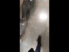 Public Peeing At The Airport With Announcement And Lot´s Of People Around