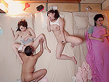 Busty Japanese Babes Fucked In Bedroom By Old Guy