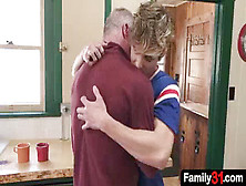 Old Horny Step-Father Entice Teen Step Son-In-Law In The Kitchen